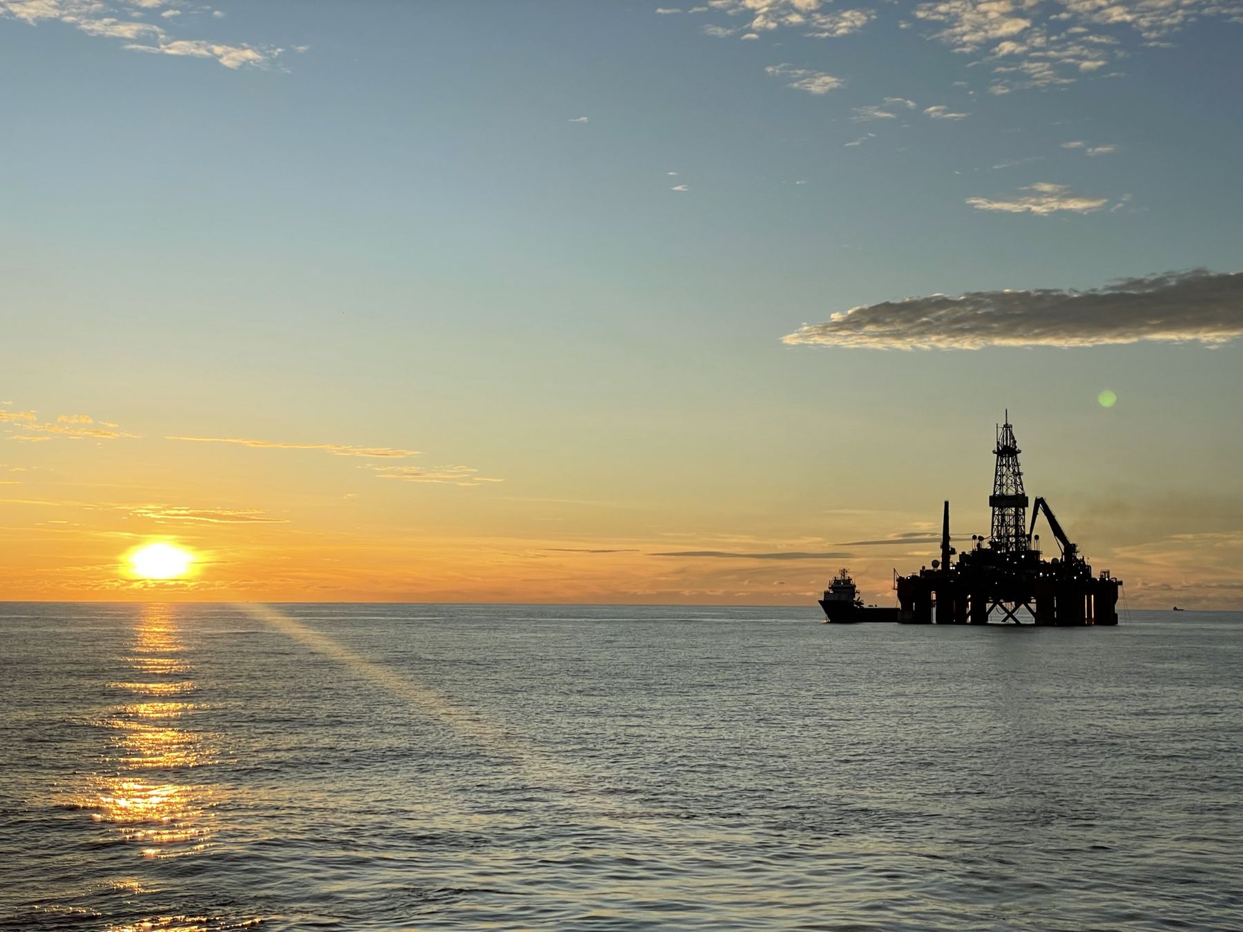Offshore rig at sunset